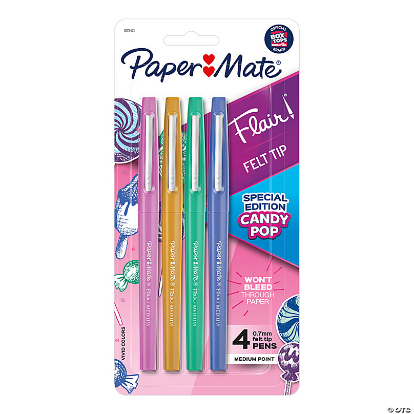 Paper Mate Flair Felt Tip Pens, Medium Point, Candy Pop Pack, 4 per Pack, 3 Packs