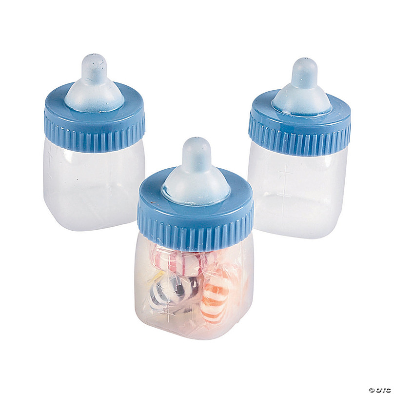 Pastel Blue Baby Bottle Favor Containers - 12 Pc. | Oriental Trading