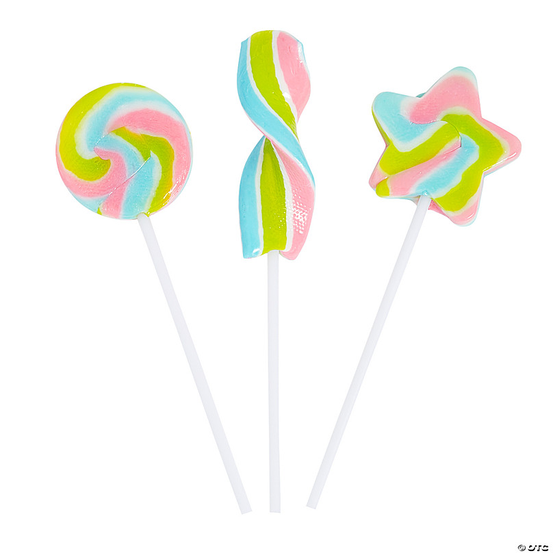 Pastel Rainbow Sparkle Lollipops - Set of 6