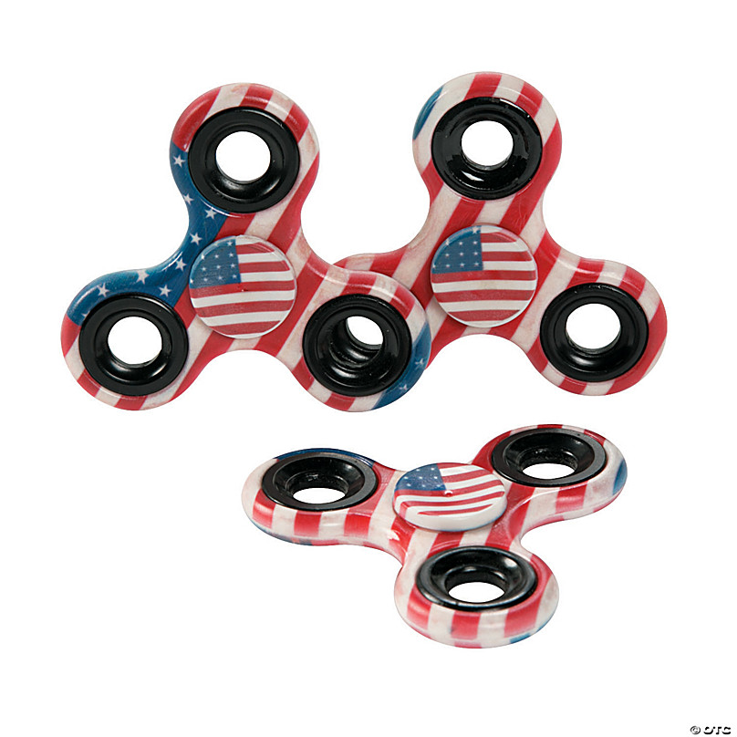 USA Flag Tri-Fidget  Steel Bearing Spinner Red White and Blue Patriotic 