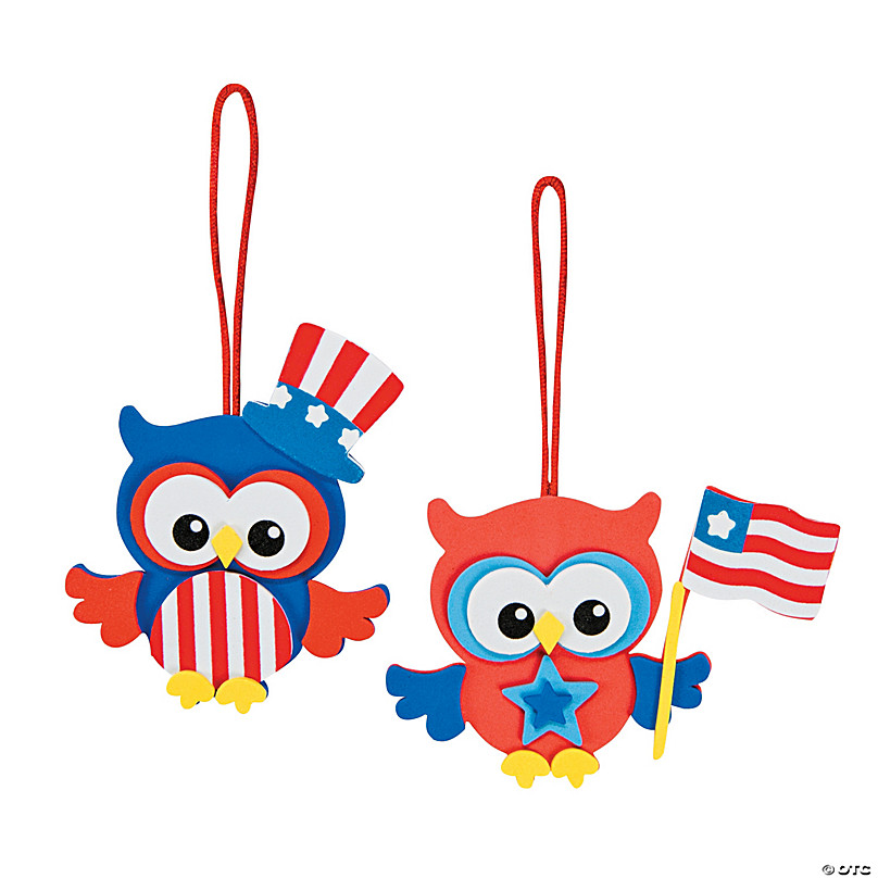 Red White & Blue Wood Owl Patriotic Decoration Veterans Day 4th of July 