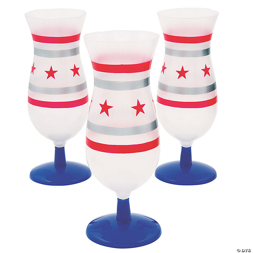 Fourth of July America plastic wine glass