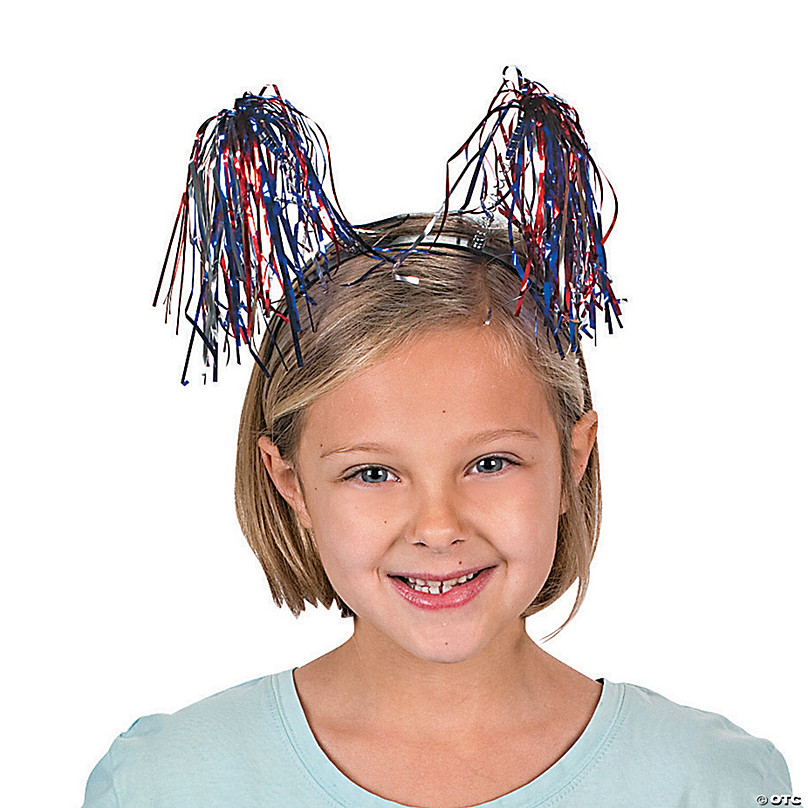10 1/4 X 10 Patriotic Party Tinsel Headband 