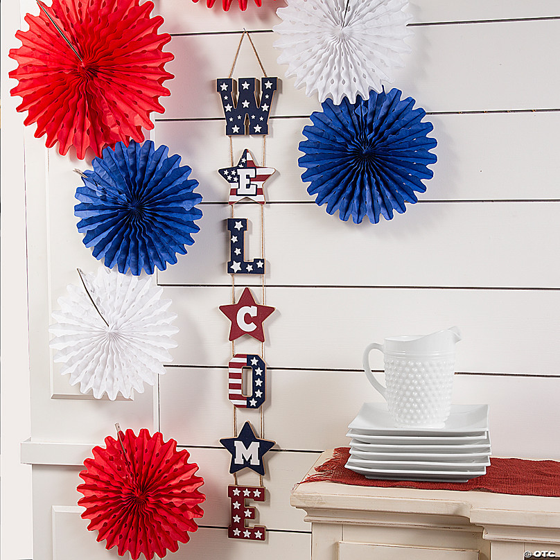 Patriotic Vertical Hanging Welcome Sign | Oriental Trading