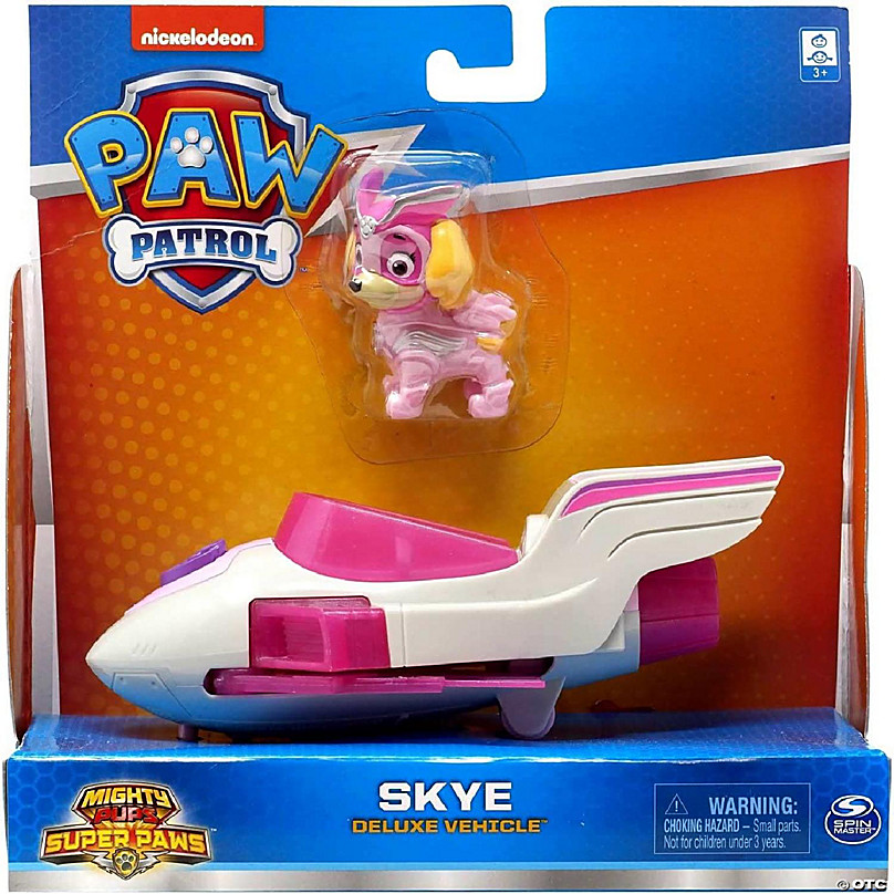 Paw Patrol Mighty Pups Super Paws Deluxe Vehicle with Collectible Figure  (Skye)