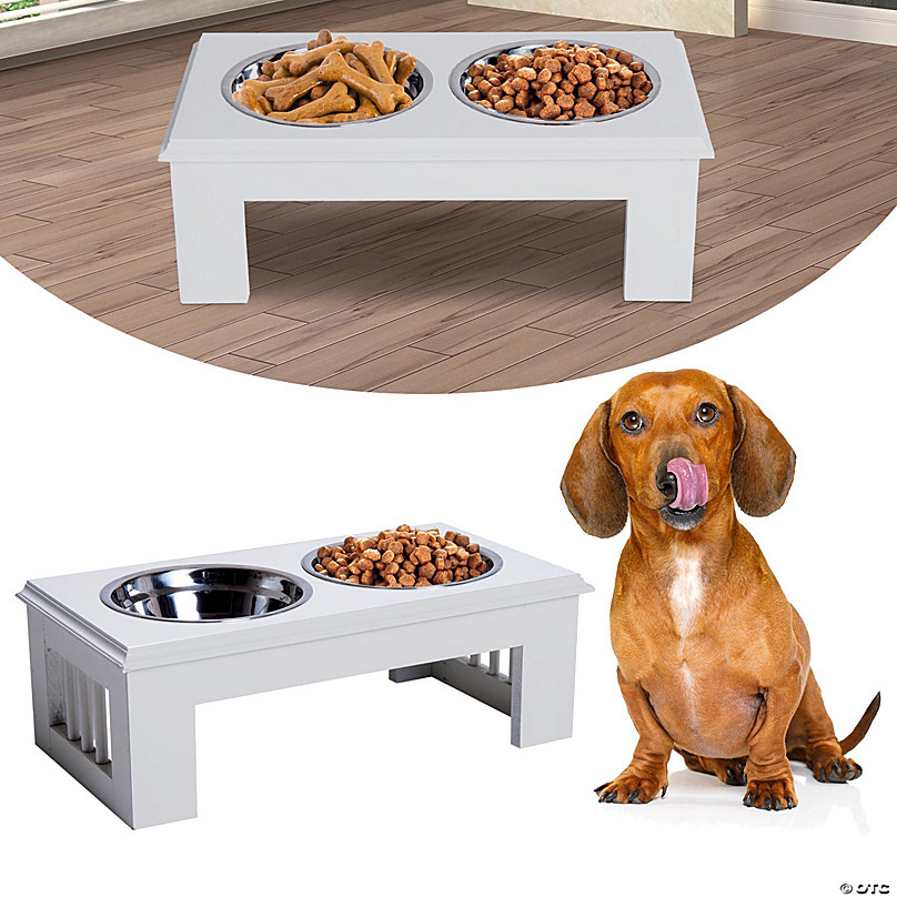 PawHut 17 Double Stainless Steel Heavy Duty Dog Food Bowl Elevated Pet Feeding Station