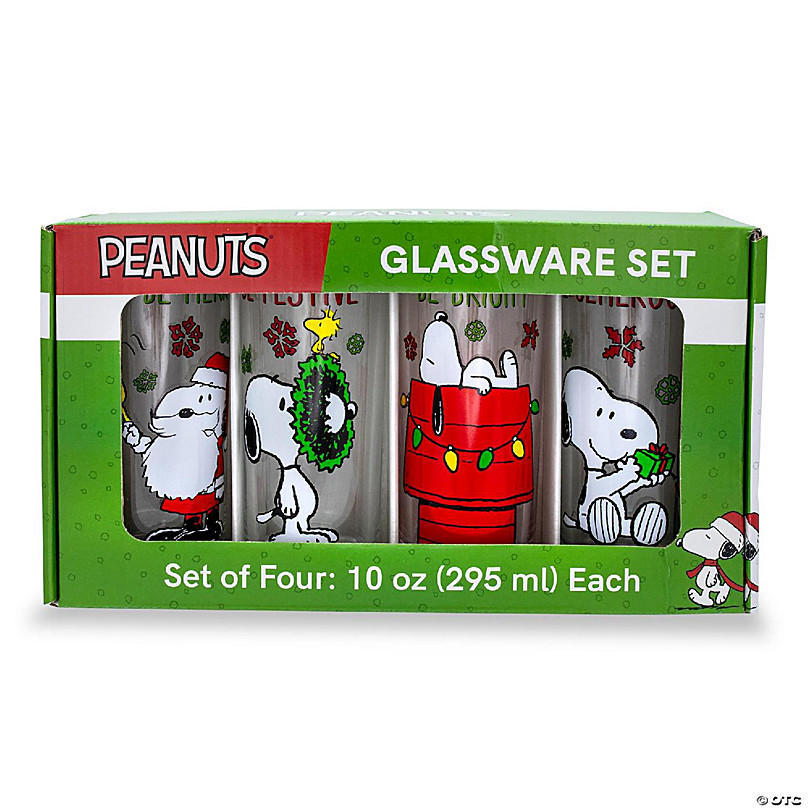 Peanuts Snoopy Holiday Fun 10-Ounce Pint Glasses Set of 4