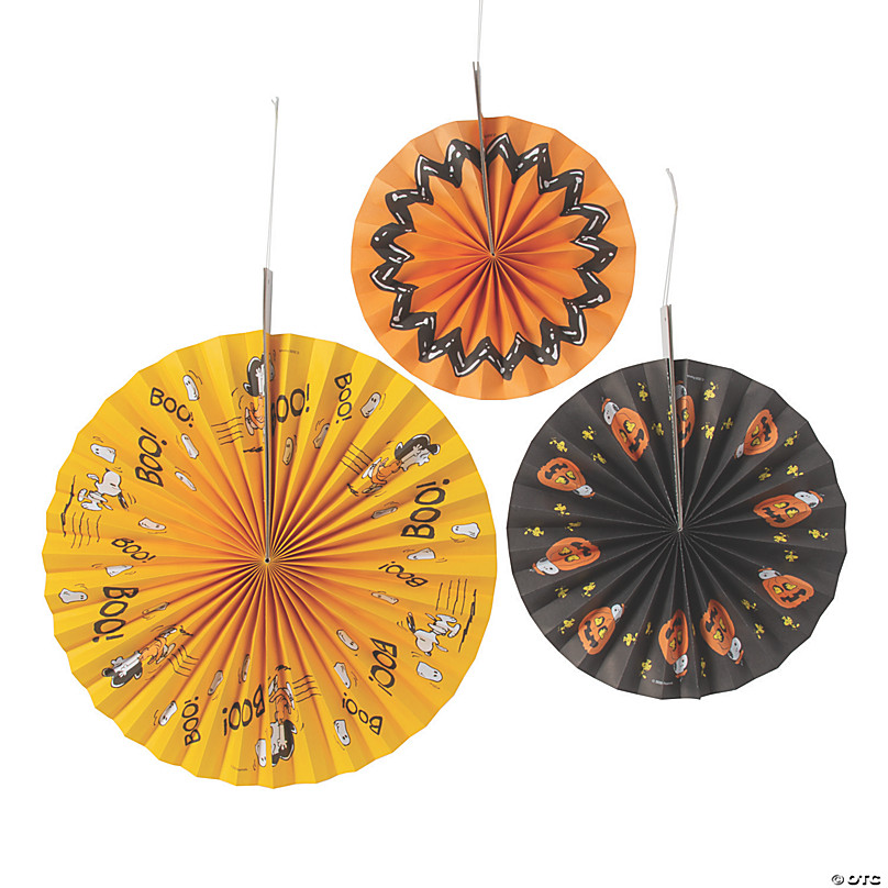 1 Decorative Fan Hanging Decoration Orange Black 16” Halloween Party