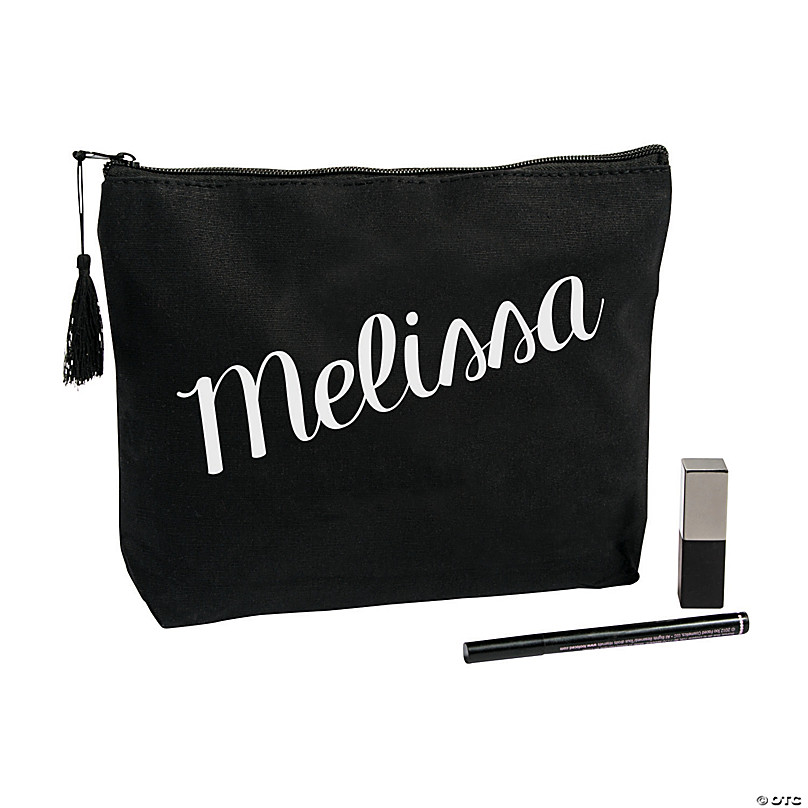 Personalized Black Canvas Makeup Bag
