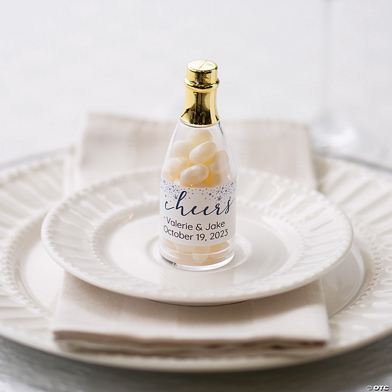 Personalized Cheers Champagne Bottle Favor Containers - 12 Pc
