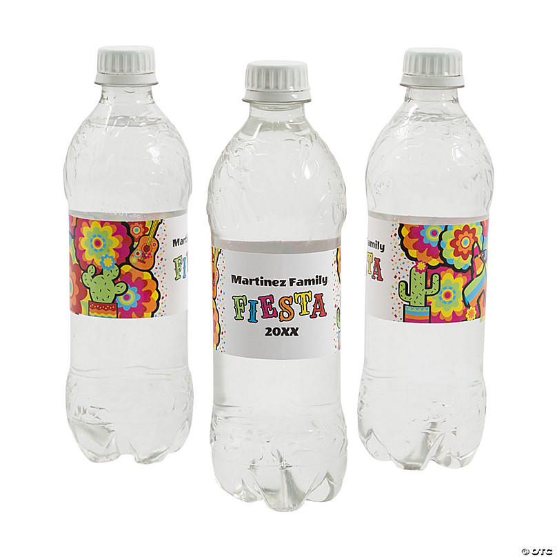 Water Bottle Label - Palm Leaf (Set of 10) - Sprinkled With Pink