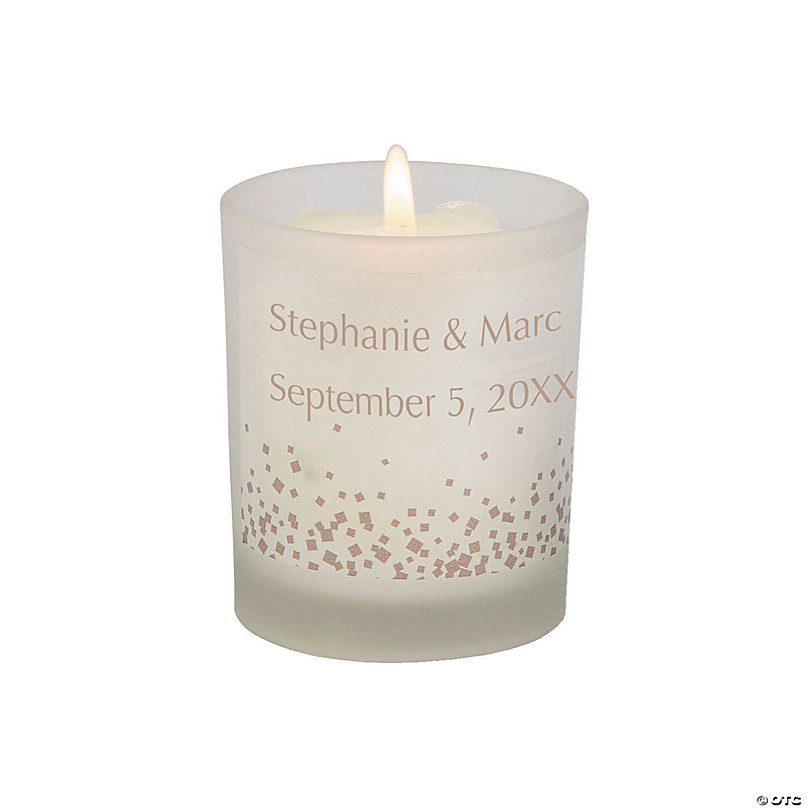 50 Personalized White Votive Glass Candle Wedding Bridal Shower Party Favors 