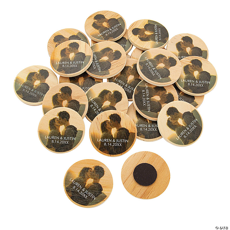 fusionere Ond kok Personalized Custom Photo Round Wood Magnets - 24 Pc. | Oriental Trading