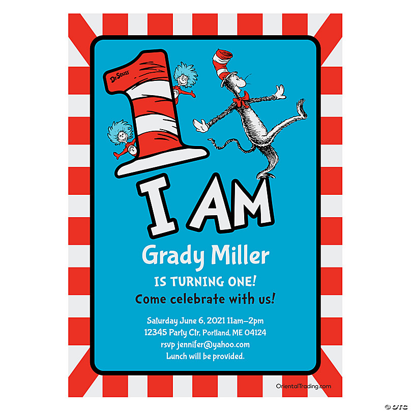 Personalized Dr Seuss 1st Birthday Party Invitations Oriental Trading