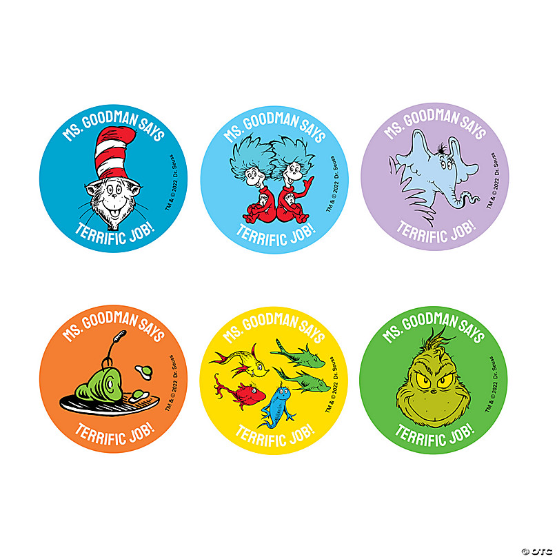 Classroom Labeling Stickers 15 count Dr New Seuss Foil Library 