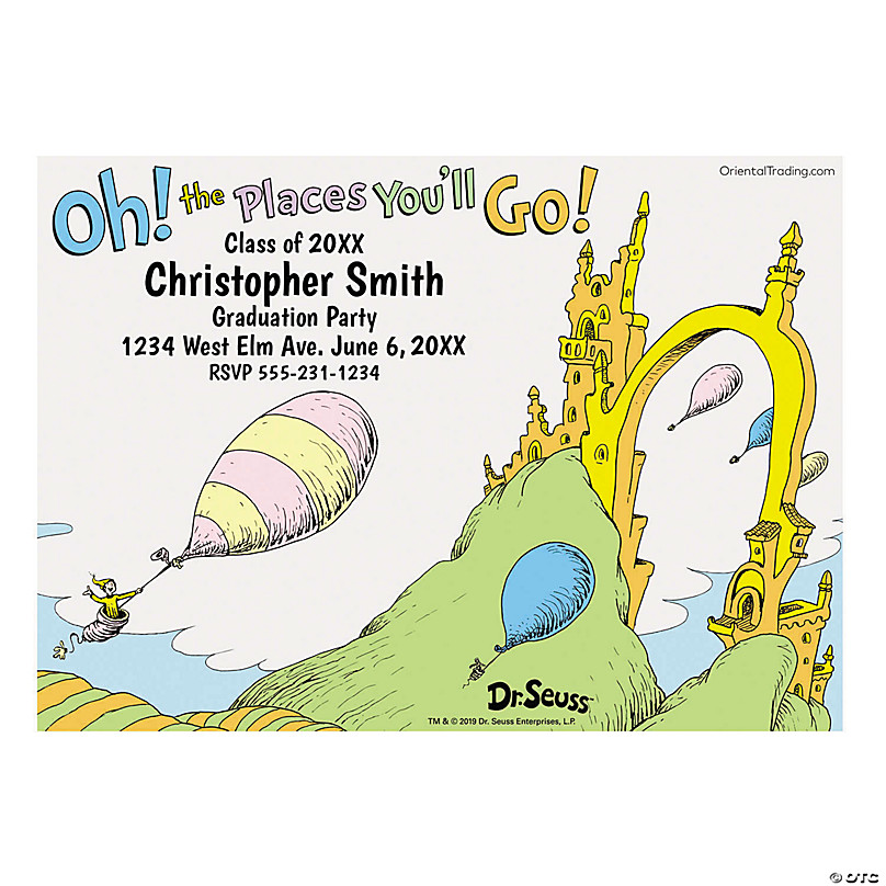 Personalized Dr Seuss Oh The Places You Ll Go Graduation Party Invitations Oriental Trading