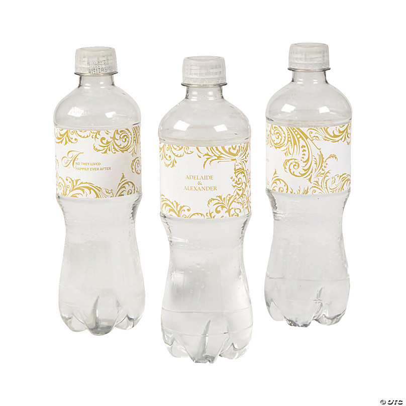 Simple Modern White Monogram Wedding Water Bottle