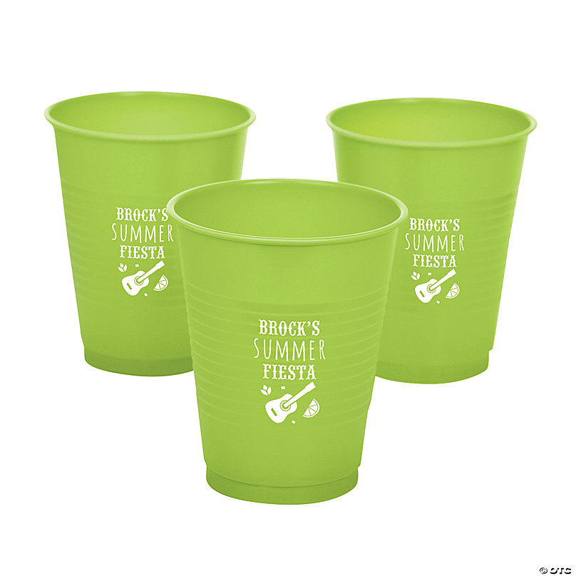 40 PC Lime Green Personalized Fiesta Guitar Plastic Cups 5 16 oz