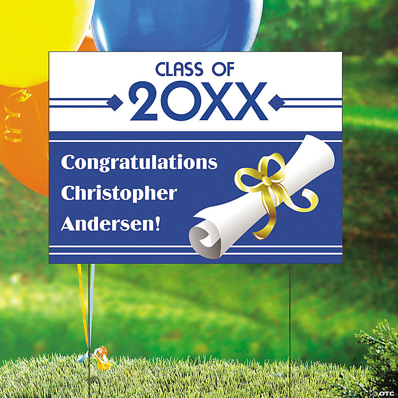 Congratulations Class of 2019 Graduate Personalized Yard Sign with Metal Stake Green and Yellow Custom Graduation Party Personalized Lawn Sign 