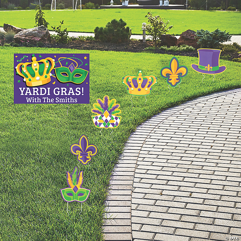 Mardi Gras Shaped Lawn Decorations Outdoor Mardi Gras Decorations  Masquerade Party Lawn Ornaments Mardi Gras Shaped Yard Art 8 Pc. 