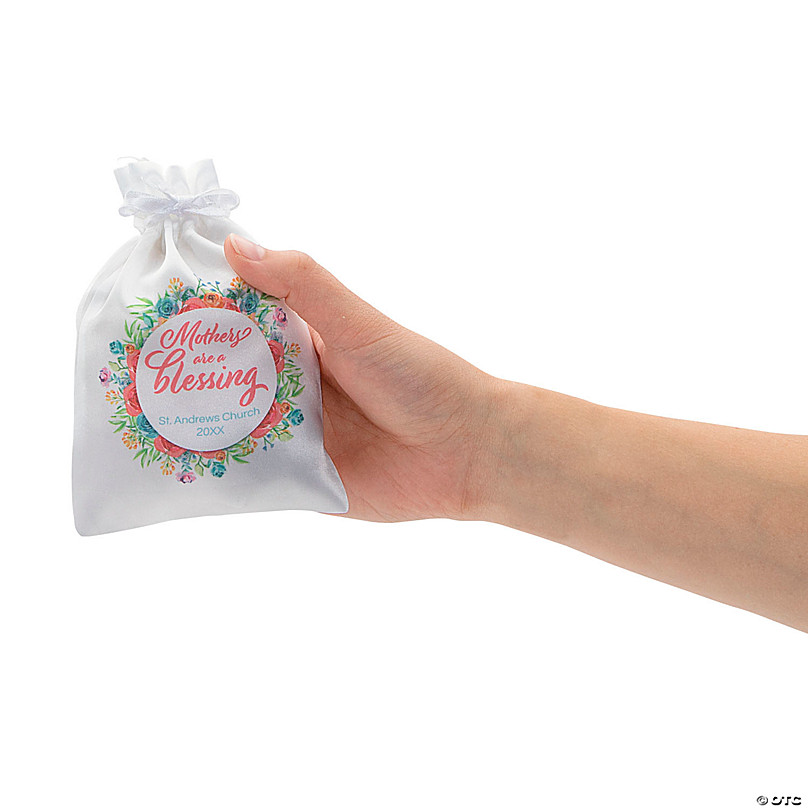 Personalized Mini Faith Mothers Are a Blessing Mother's Day Satin  Drawstring Bags - 24 Pc.