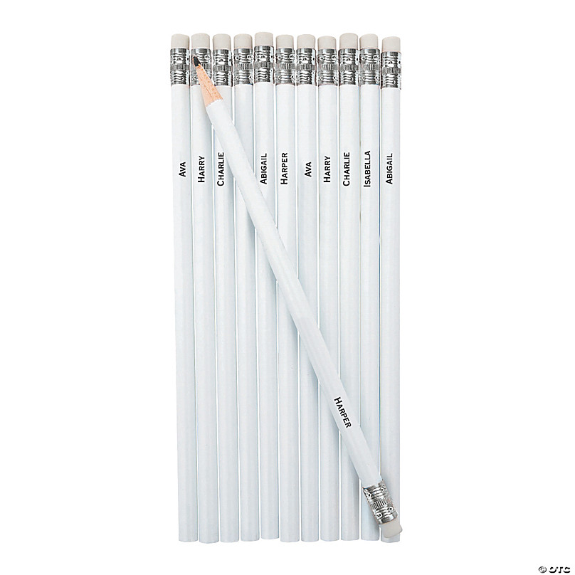 Personalized White Pencils with Gold Foil Hearts - 24 Pc.