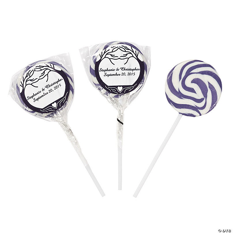 Personalized Purple Wedding Tree Swirl Lollipops - Discontinued