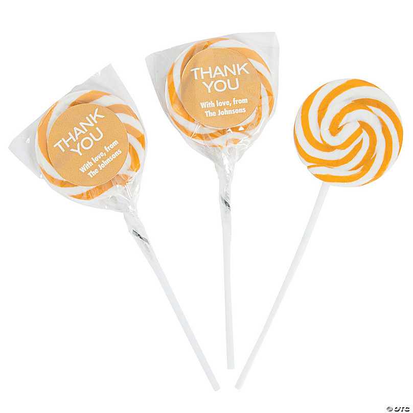 Personalized Thank You Swirl Lollipops - Gold