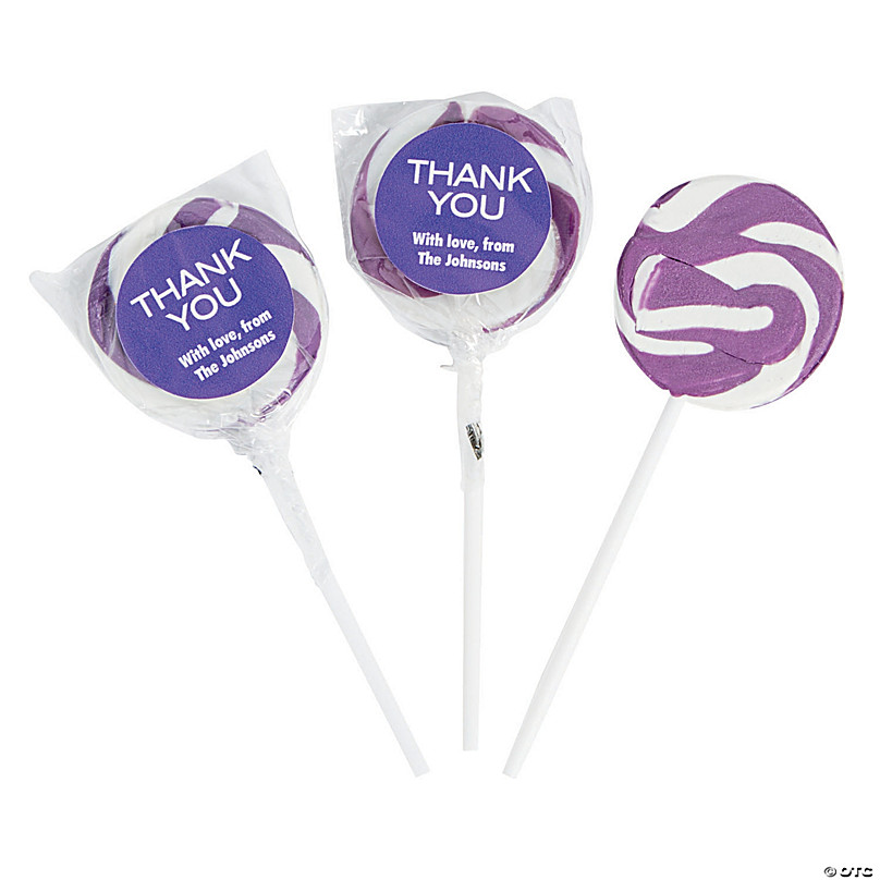 Personalized Thank You Swirl Lollipops - Purple