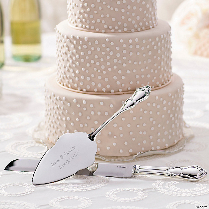 Personalized Traditional Wedding Cake Knife & Cake Server Set - 2 Pc.