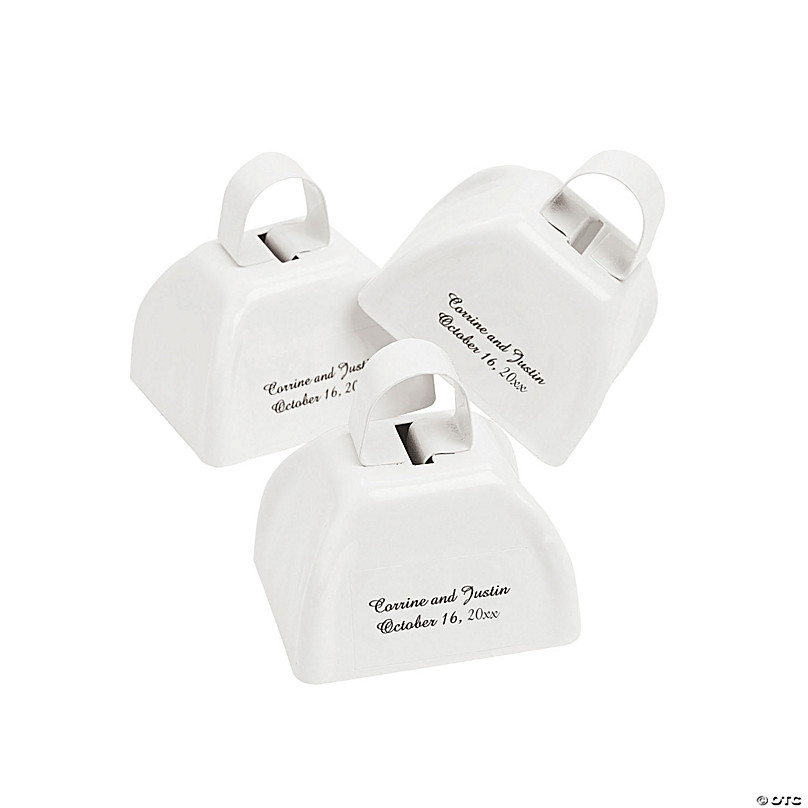 12 PC Personalized White Cowbells