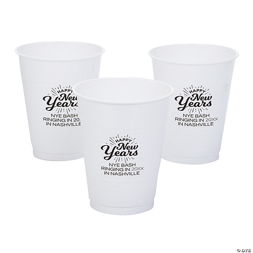 9 ounces and 30 in a package Amscan New Years Eve Printed Cheers Tumblers with Gold Trim 