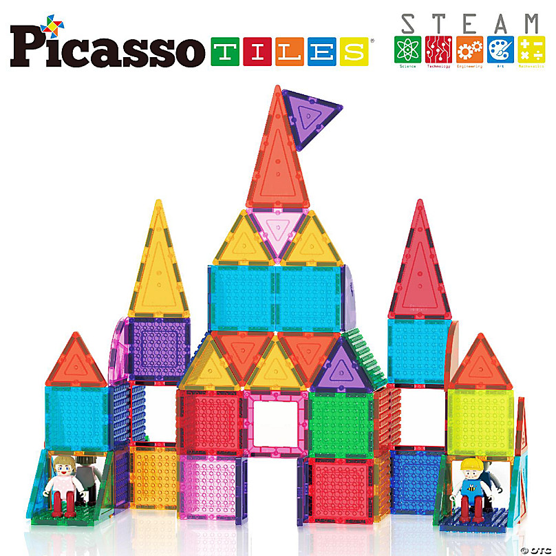 PicassoTiles Pt63 63 Piece Magnetic Building Block Set with Car Truck