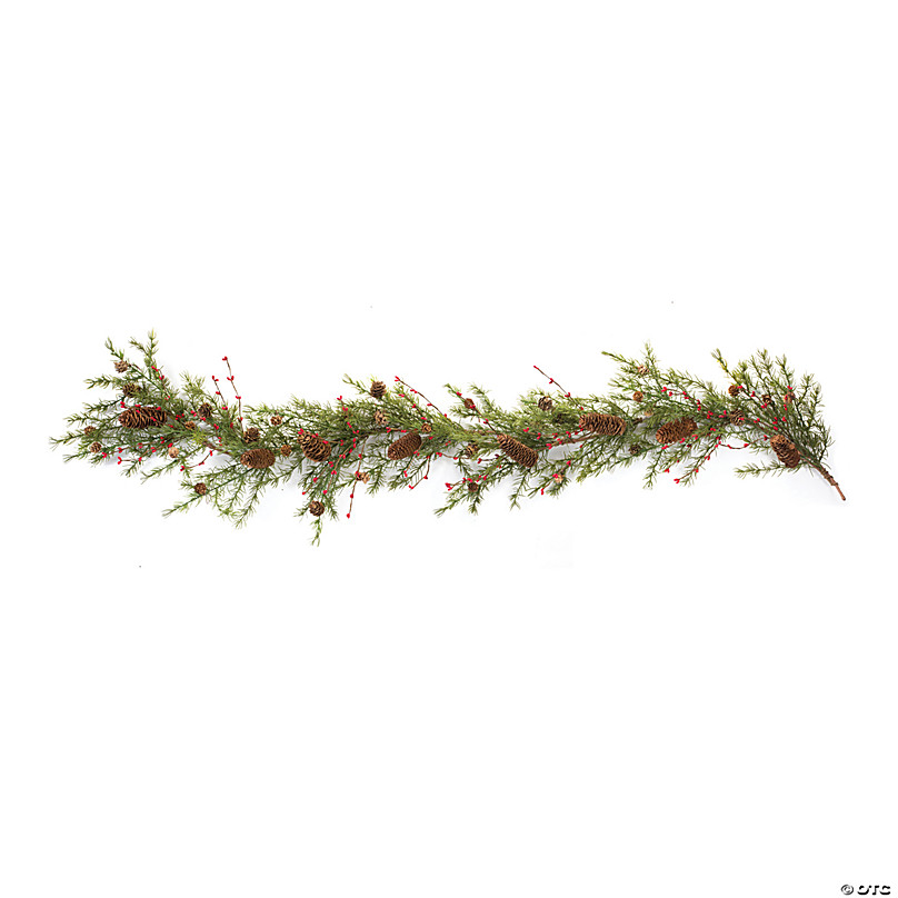 Pine Cone Berry Twig Garland (Set Of 2) 5'L Plastic