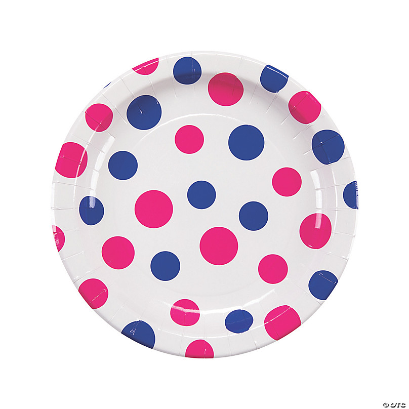 24pcs Confetti Dot Small Paper Plates Pastel Blue/Pink/Mint