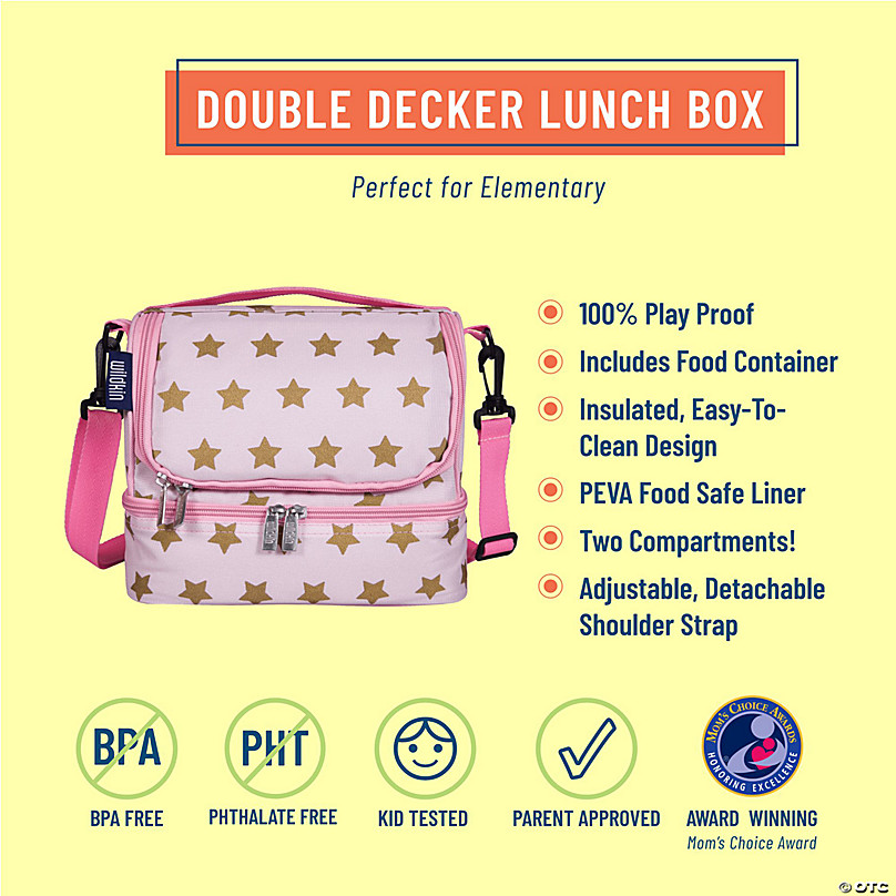 Wildkin Kids Insulated Lunch Box Bag (Pink and Gold Stars)