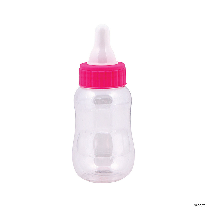 Personalized Pink Baby Bottle Favor Containers - 12 Pc.