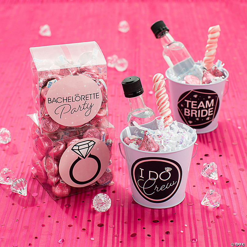 Pink Bachelorette Party Favor Stickers & Containers Kit - 39 Pc