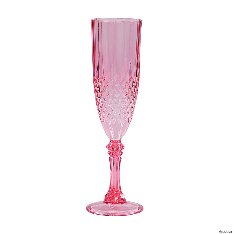 Pink Patterned Plastic Champagne Flutes 12 Ct ~13821996 