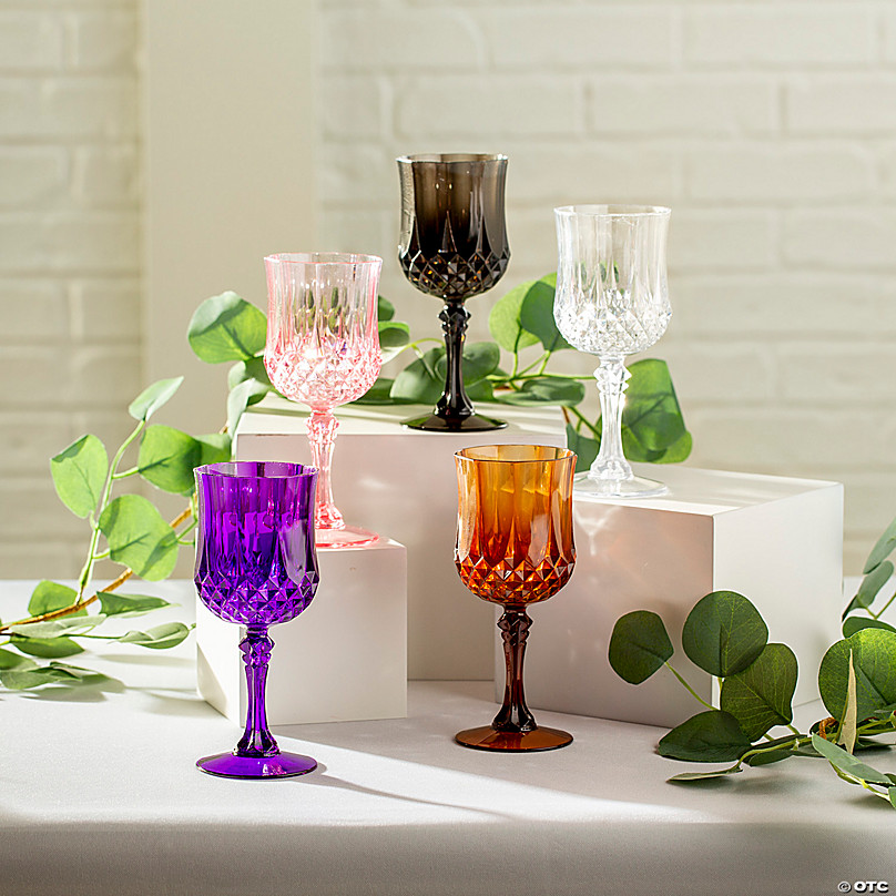 Pink Patterned Plastic Wine Glasses - 12 Ct. | Oriental Trading
