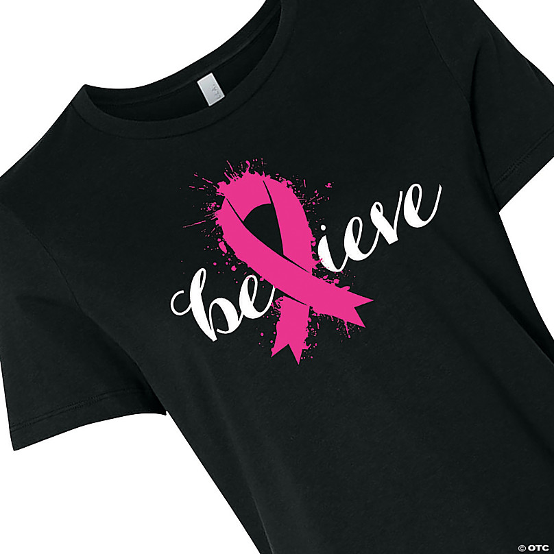 udstrømning Jeg bærer tøj Interessant Pink Ribbon Believe Women's T-Shirt | Oriental Trading