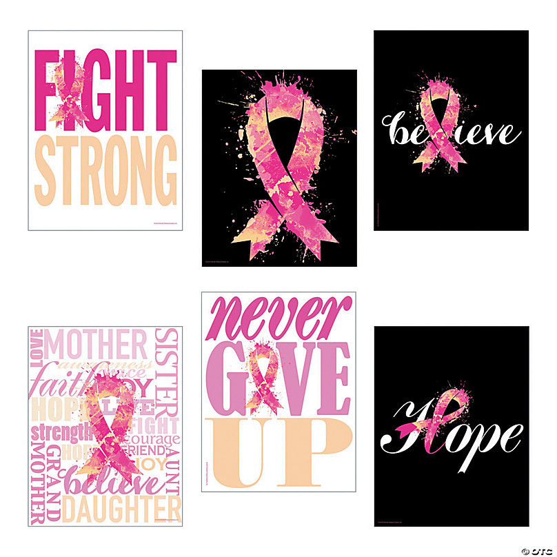 Pink Ribbon Inspirational Poster Set - 6 Pc.
