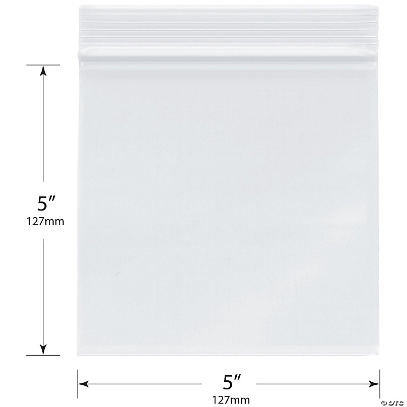 200 Reclosable Squeeze-Top Bags 5''x 5'' / 2 Mil Clear Plastic