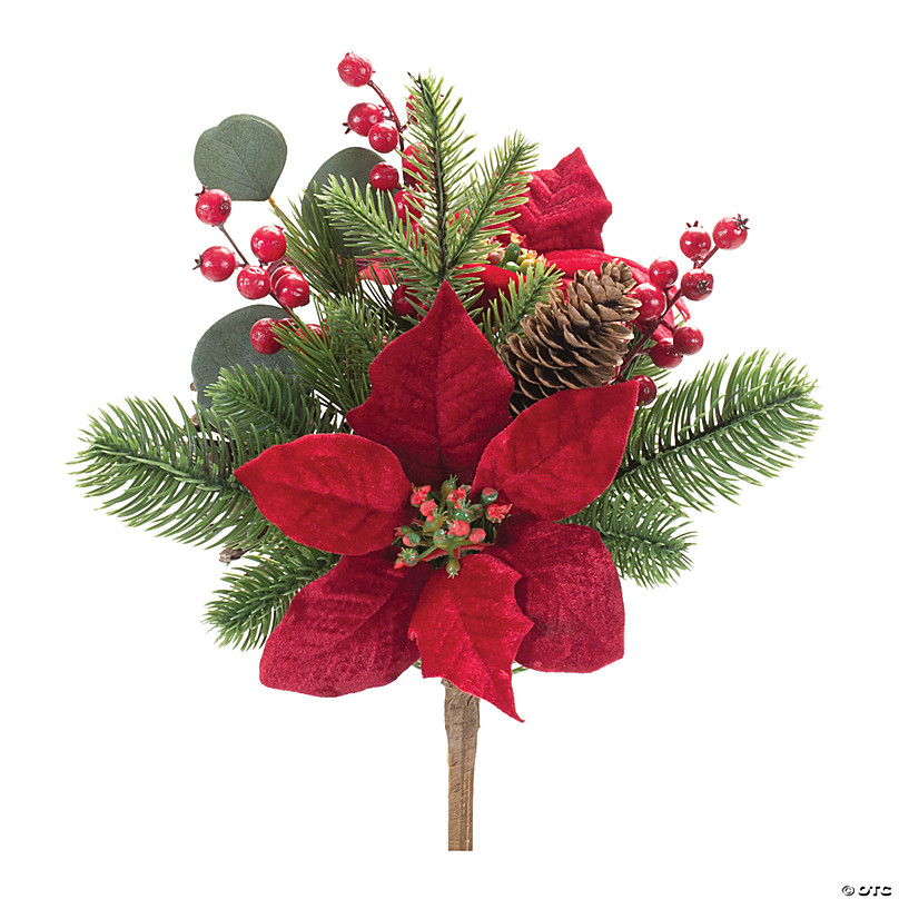 Melrose Set of 6 Poinsettia Artificial Christmas Stems 30