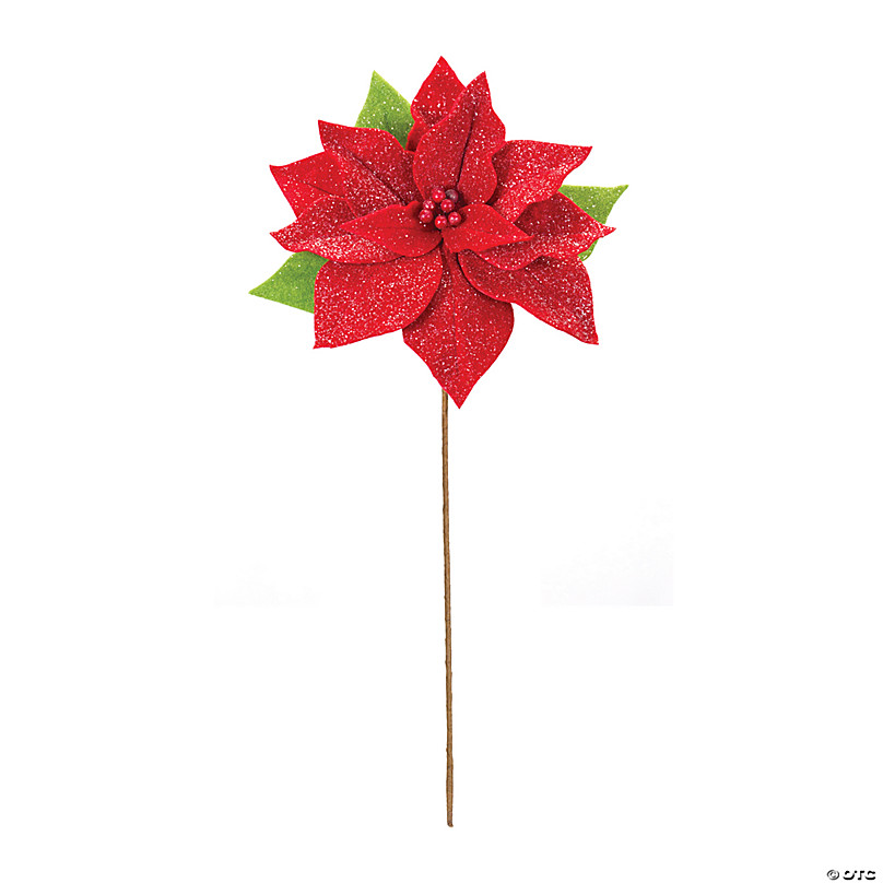 22” Frosted Poinsettia Stem