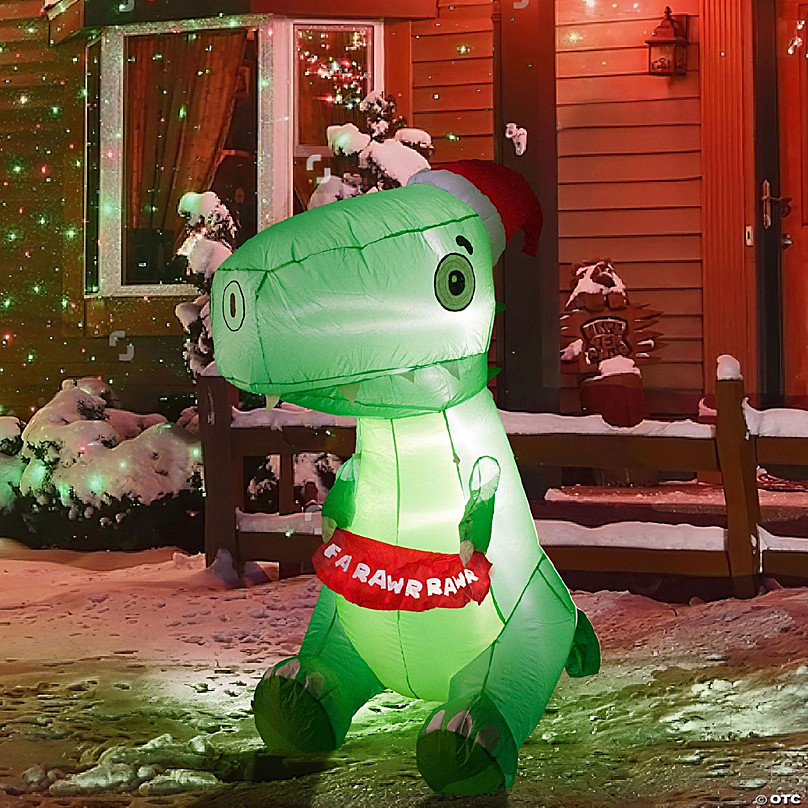 6 FT Christmas Inflatable Dinosaur Santa