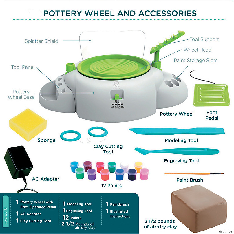 MindWare Pottery Wheel & 7.5 Pounds Air-Dry Clay Pottery Kit – Pottery  Wheel for Kids and Beginners – Includes Pottery Wheel & Accessories – Ages  7 and Up : Arts, Crafts & Sewing