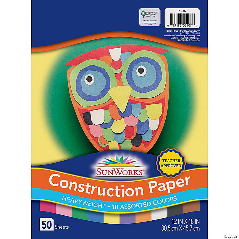Construction Paper 10 Assorted Colors 12 x 18 50 Sheets per Pack 5 Packs