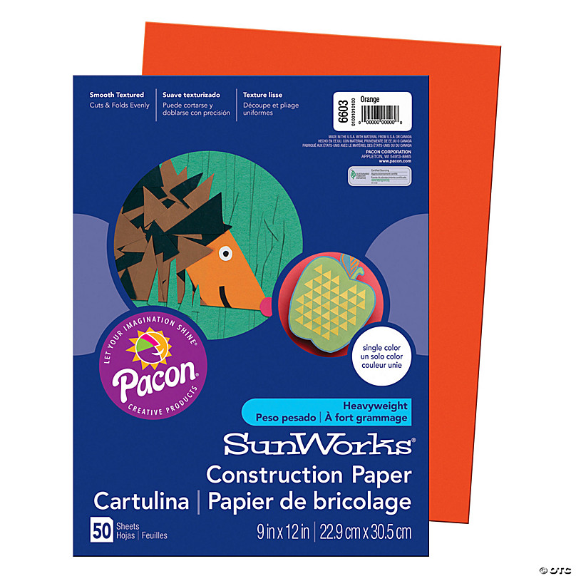 Prang Construction Paper, Orange, 9 Proper 12, 50 Sheets Per Pack, 10  Packs