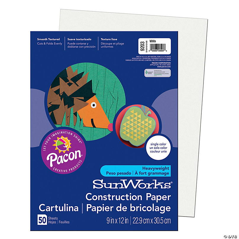 Prang Medium Weight Construction Paper, 9 x 12 Inches, White, 50 Sheets